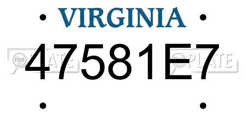 47581E7 Virginia License Plate
