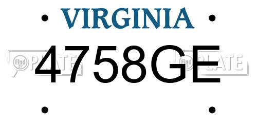 4758GE Virginia License Plate