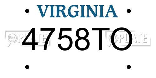 4758TO Virginia License Plate