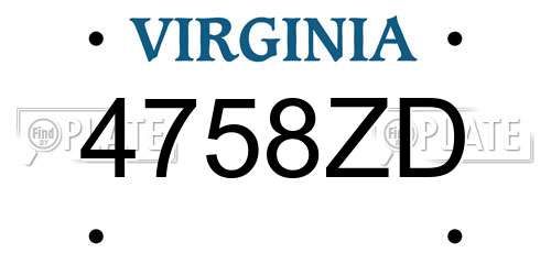 4758ZD Virginia License Plate