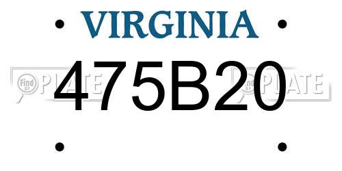 475B20 Virginia License Plate