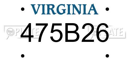 475B26 Virginia License Plate