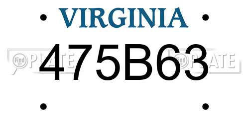 475B63 Virginia License Plate