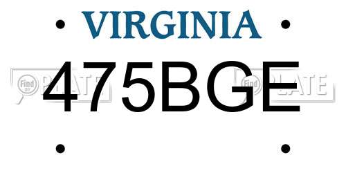 475BGE Virginia License Plate