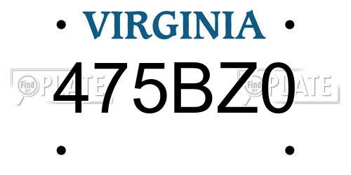 475BZ0 Virginia License Plate
