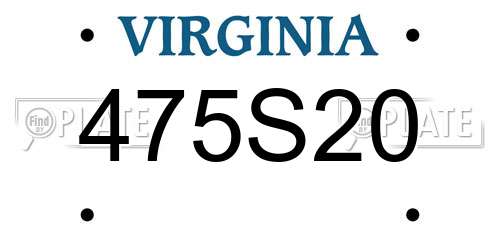 475S20 Virginia License Plate