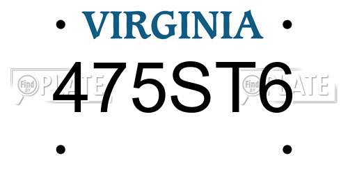 475ST6 Virginia License Plate
