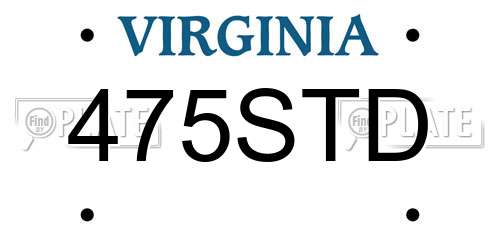 475STD Virginia License Plate