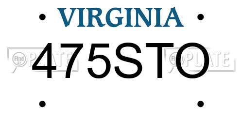 475STO Virginia License Plate