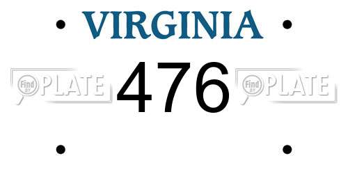 476 Virginia License Plate