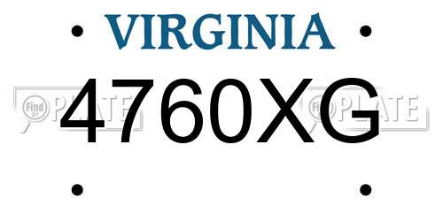 4760XG Virginia License Plate