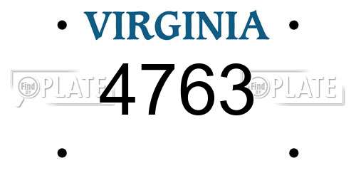 4763 Virginia License Plate
