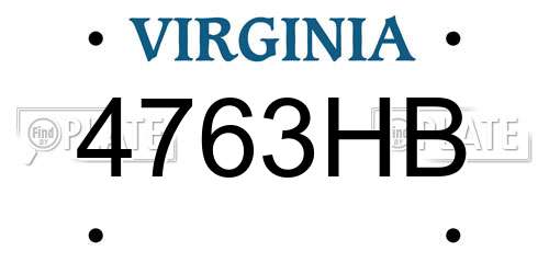 4763HB Virginia License Plate