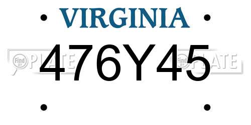 476Y45 Virginia License Plate