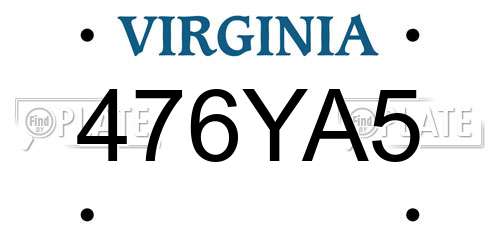 476YA5 Virginia License Plate