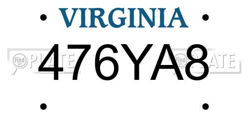 476YA8 Virginia License Plate