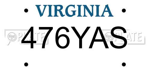 476YAS Virginia License Plate