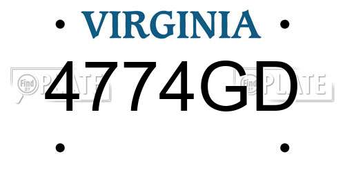 4774GD Virginia License Plate