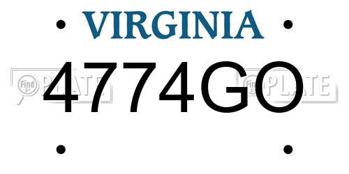 4774GO Virginia License Plate
