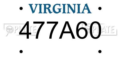 477A60 Virginia License Plate