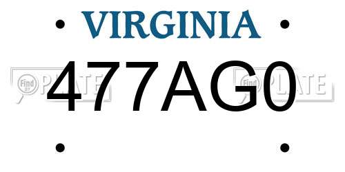 477AG0 Virginia License Plate
