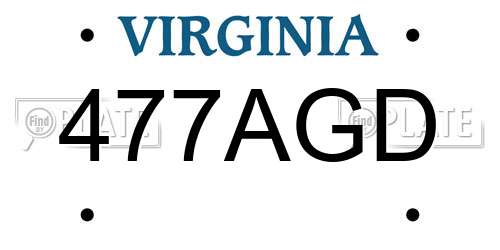 477AGD Virginia License Plate