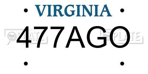 477AGO Virginia License Plate