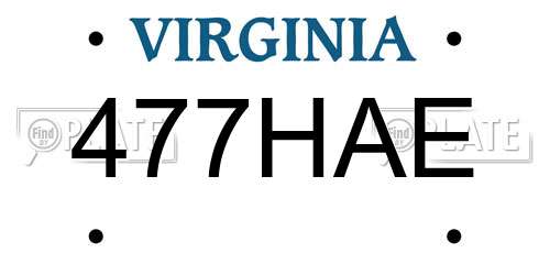 477HAE Virginia License Plate