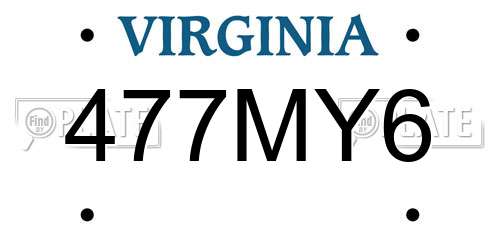477MY6 Virginia License Plate