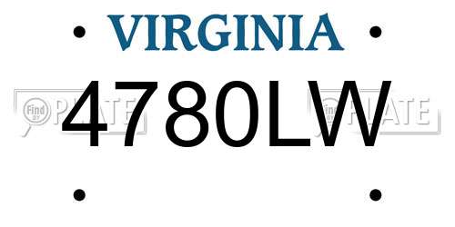 4780LW Virginia License Plate