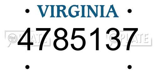 4785137 Virginia License Plate