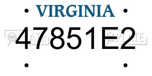 47851E2 Virginia License Plate