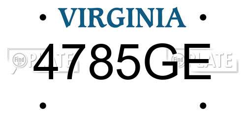 4785GE Virginia License Plate