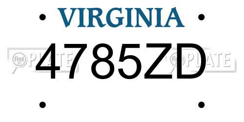4785ZD Virginia License Plate