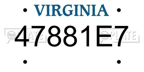 47881E7 Virginia License Plate
