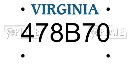 478B70 Virginia License Plate