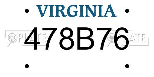 478B76 Virginia License Plate