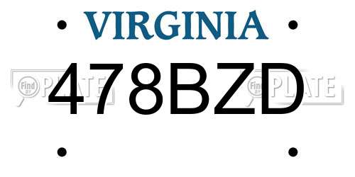 478BZD Virginia License Plate