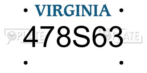 478S63 Virginia License Plate