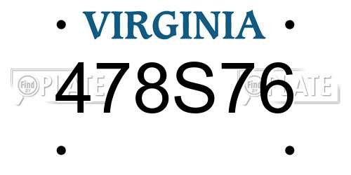 478S76 Virginia License Plate