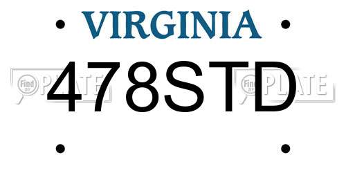 478STD Virginia License Plate