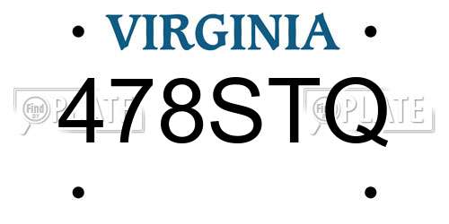 478STQ Virginia License Plate