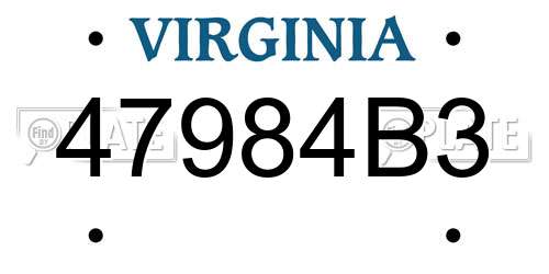 47984B3 Virginia License Plate