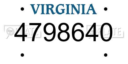 4798640 Virginia License Plate