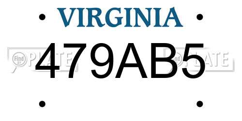 479AB5 Virginia License Plate