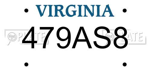 479AS8 Virginia License Plate