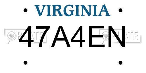 47A4EN Virginia License Plate