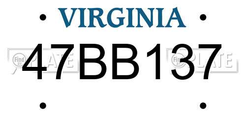 47BB137 Virginia License Plate