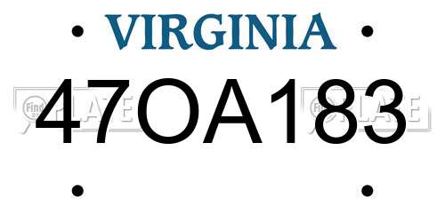 47OA183 Virginia License Plate