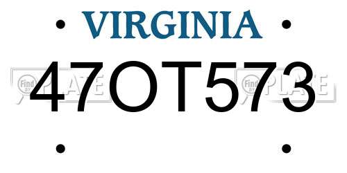47OT573 Virginia License Plate